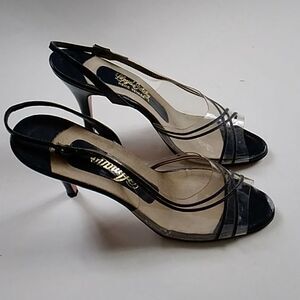 VTG,CLEAR HEELS  BY LLOYD GOTCHY LEATHER WOMEN'S SHOES SIZE 8